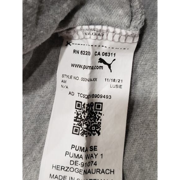 Puma Gray Cougar Face Short Sleeve Crew Neck Shirt Comfort Active Top Puma Logo - Picture 4 of 7